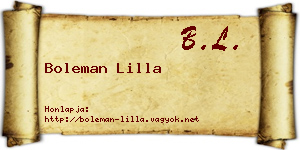 Boleman Lilla névjegykártya